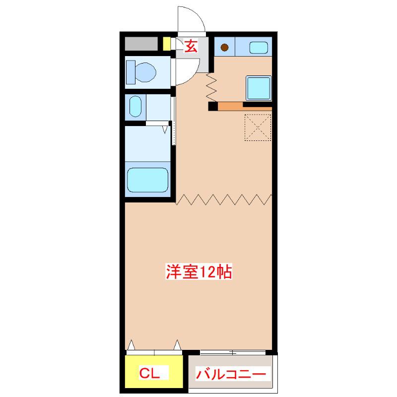 アベニール平佐(ワンルーム/2階)の間取り写真