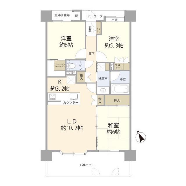アンビシャスシティ越谷(3LDK/3階)の間取り写真