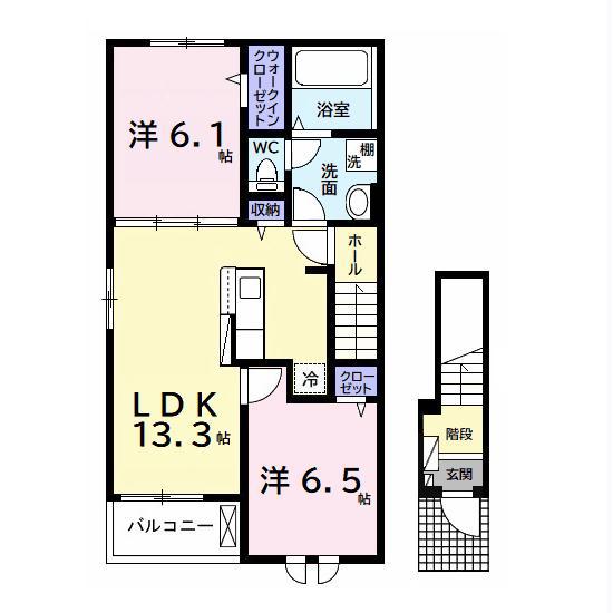 エクセレント アークI(2LDK/2階)の間取り写真