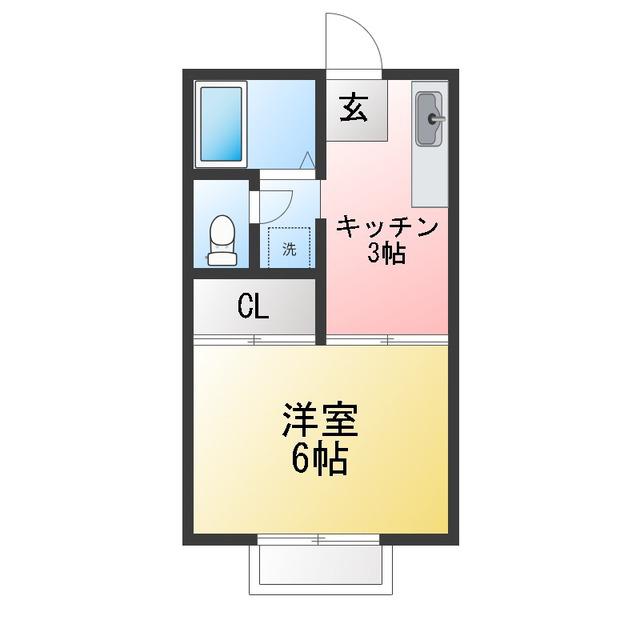 ハイツ静(1K/2階)の間取り写真
