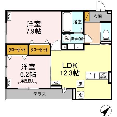 D-ROOM君塚I(2LDK/1階)の間取り写真