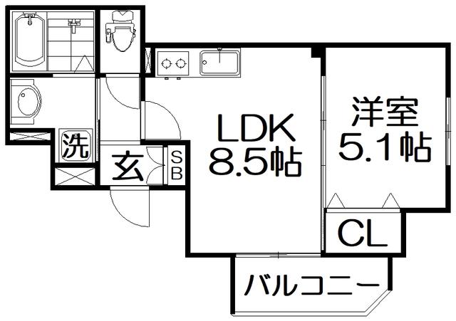 スリール明和I(1LDK/2階)の間取り写真