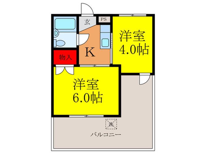 メゾンジェルミナ-ル(2K/2階)の間取り写真