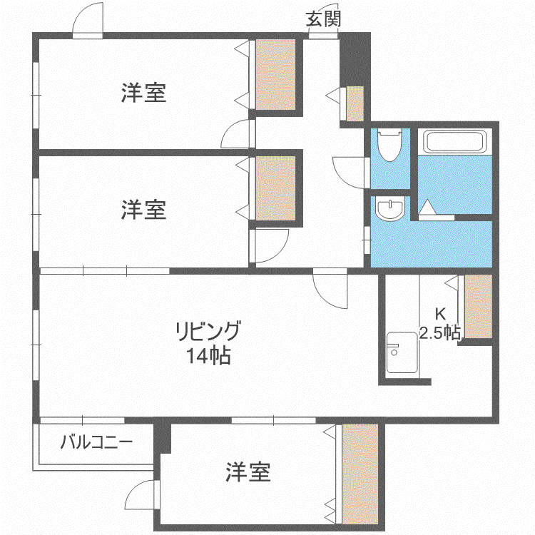 クラリス南9条(3LDK/2階)の間取り写真