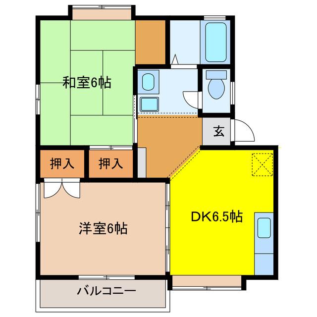 グランデーヌ(2DK/2階)の間取り写真