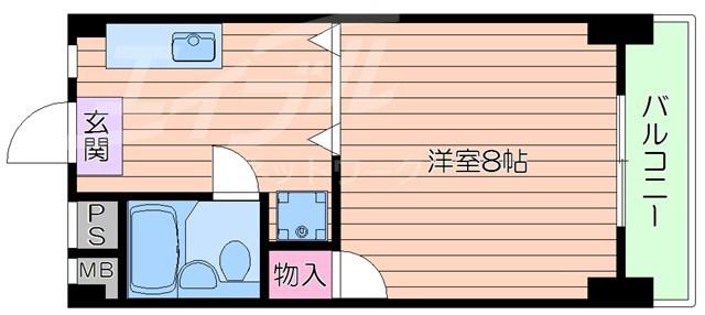 ハイツ山小屋(1DK/5階)の間取り写真