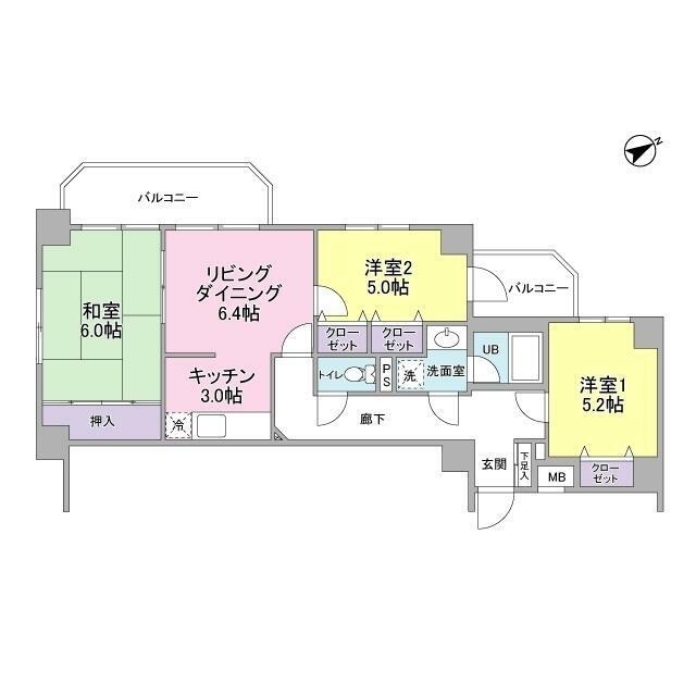 サンライズ品川(3DK/4階)の間取り写真