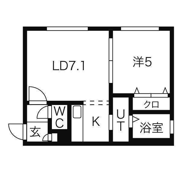 パークスクエア円山公園(1LDK/2階)の間取り写真