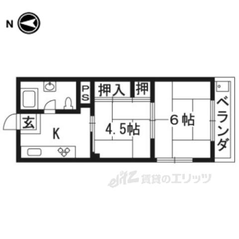 楽軒ハイツ(2K/2階)の間取り写真