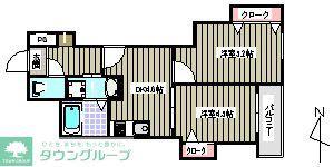 クレイドル藤崎(2DK/1階)の間取り写真