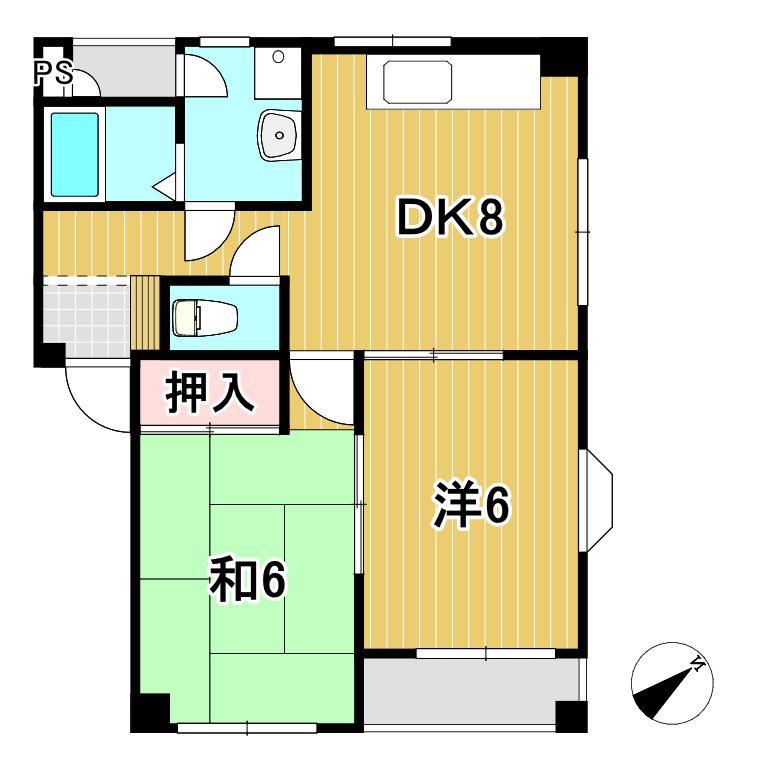 金子マンション(2DK/3階)の間取り写真