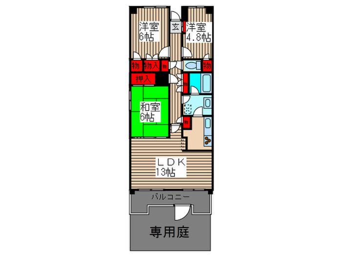グレイス緑丘(3LDK/1階)の間取り写真
