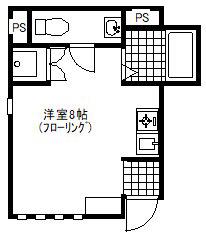 エスタシア谷保(ワンルーム/1階)の間取り写真