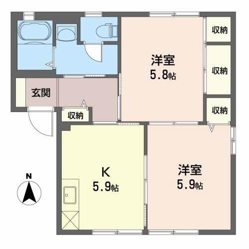 パークヒルA(2DK/1階)の間取り写真