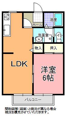 小室ハイツ A棟(1LDK/1階)の間取り写真
