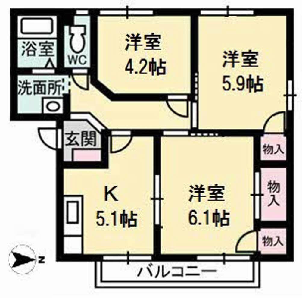 フレグランス前町(3K/2階)の間取り写真