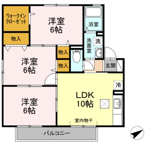 ラファエルC(3LDK/1階)の間取り写真