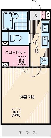 グリーングラスII(1K/1階)の間取り写真