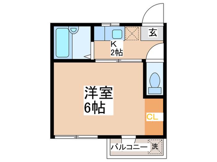 ポルト砧(1K/2階)の間取り写真
