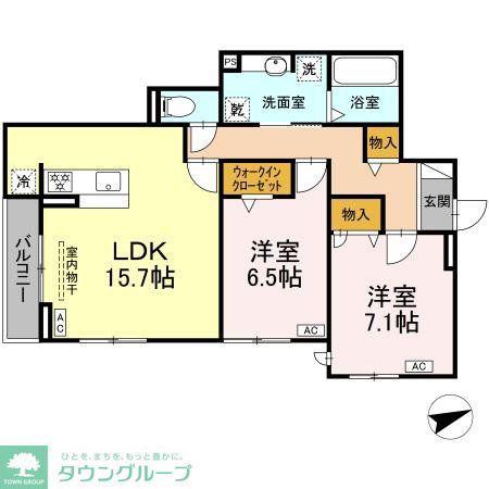 ルヴィータ広瀬(2LDK/3階)の間取り写真