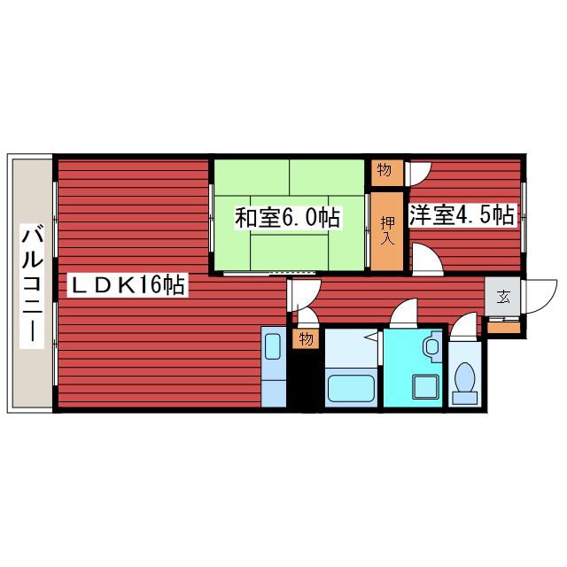 第2スズランハイツ(2LDK/2階)の間取り写真