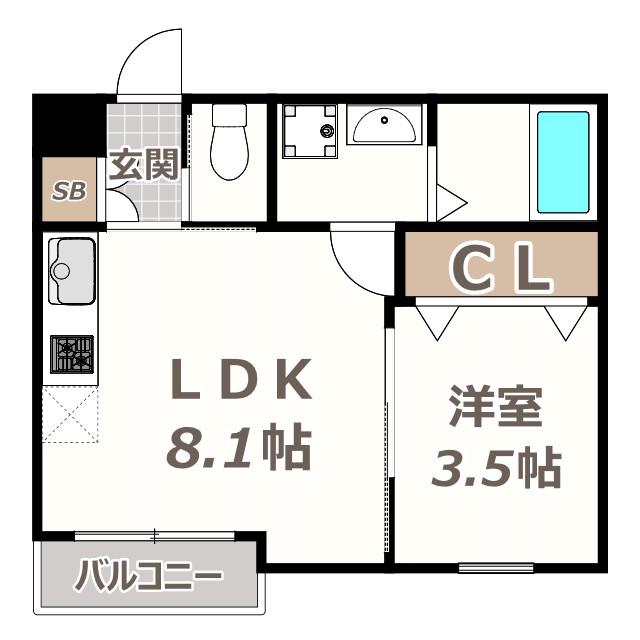 モアナ鷹合(1LDK/3階)の間取り写真