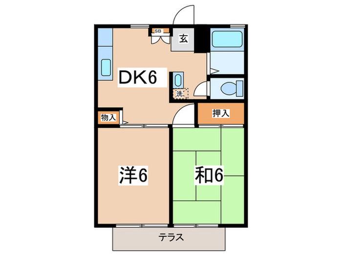 サンビレッジ瀬谷A棟(2DK/1階)の間取り写真