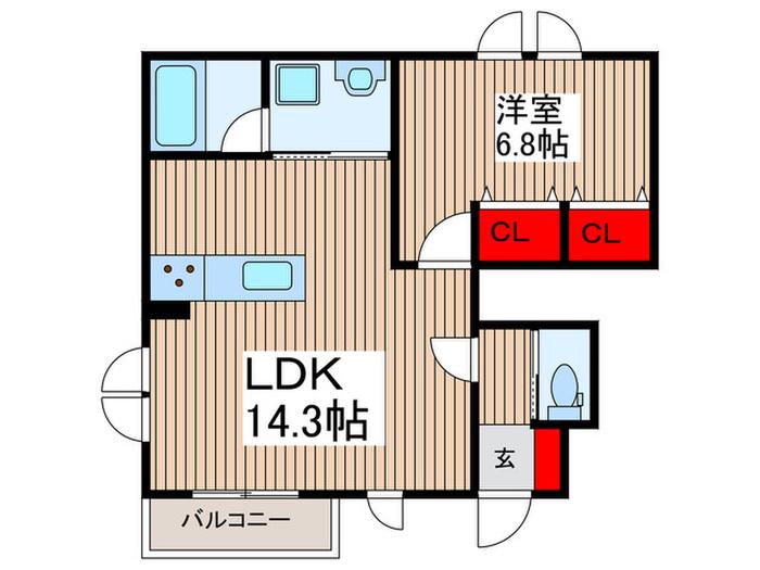WINDSOR COURT ノース(1LDK/1階)の間取り写真