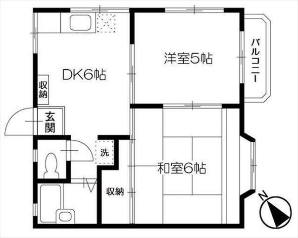 ルモニエV(2DK/2階)の間取り写真