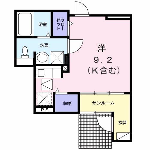 カルム聖蹟(ワンルーム/1階)の間取り写真
