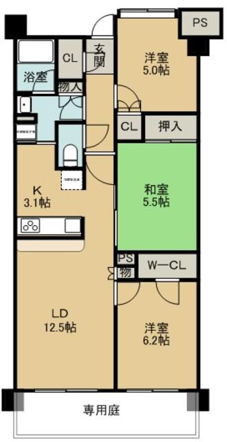 サンクレイドル守谷(3LDK/6階)の間取り写真