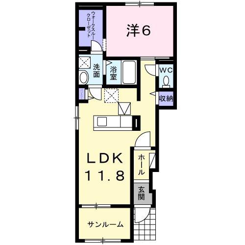シエーネ マリユ A(1LDK/1階)の間取り写真
