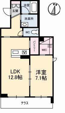 ラ プロスペリテ A棟(1LDK/1階)の間取り写真