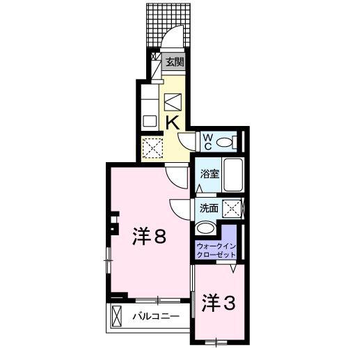 アレグレパス安倉(1SK/1階)の間取り写真