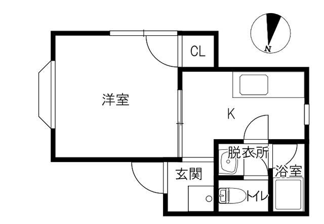 ヴェーユ材木町(1K/1階)の間取り写真