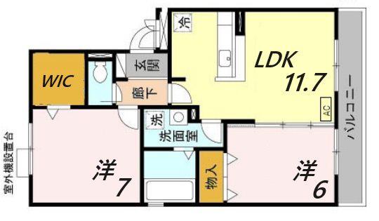プロスペラール(2LDK/3階)の間取り写真