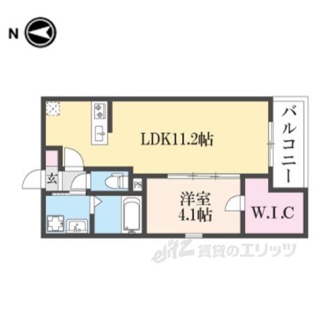 ジーメゾン生駒プレシール(1LDK/3階)の間取り写真