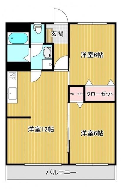 武ハイツ(2LDK/3階)の間取り写真