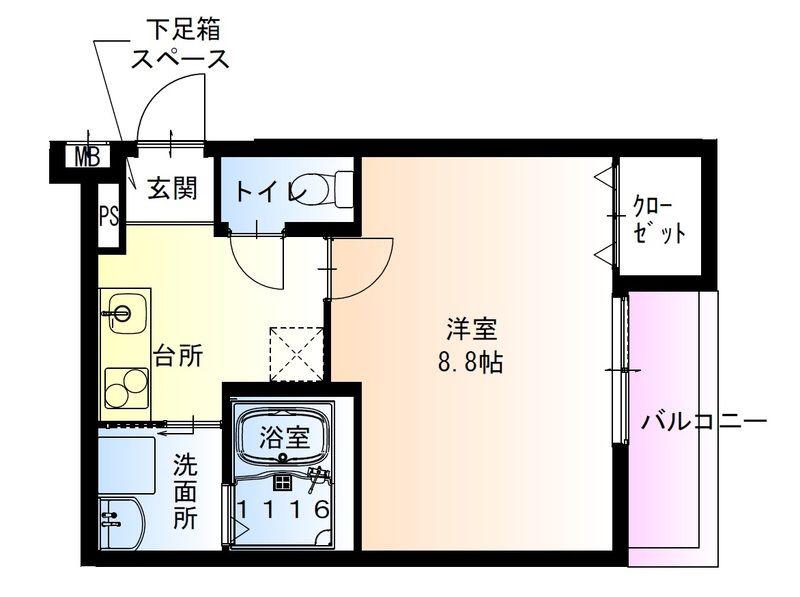 フジパレス西宮段上町(1K/2階)の間取り写真