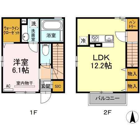 AVENIR 二番館(1LDK/1階)の間取り写真
