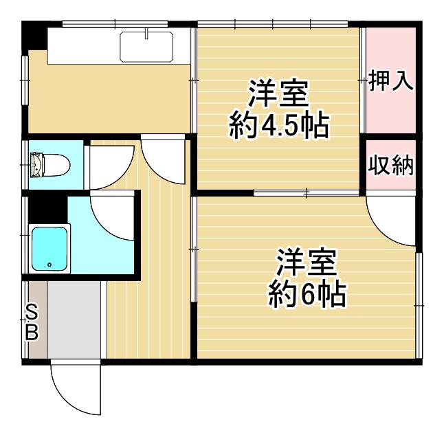 福井マンション(2K/4階)の間取り写真