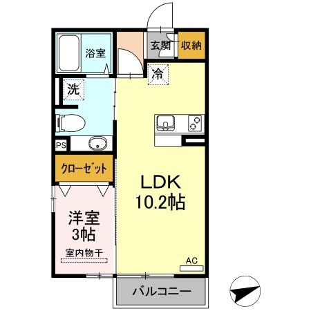 サンライズ豊益 西大浜(1LDK/2階)の間取り写真