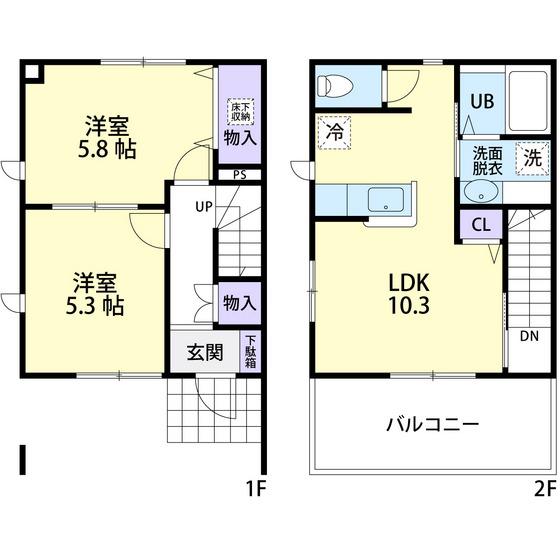 サンパティーク II(2LDK/1階)の間取り写真