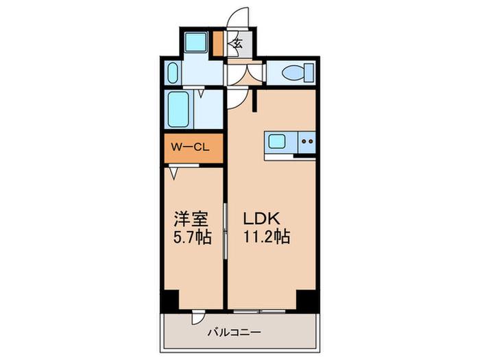 プレサンス神戸セレスティア(1LDK/13階)の間取り写真