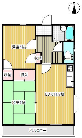 コーポ翠紅(2LDK/2階)の間取り写真