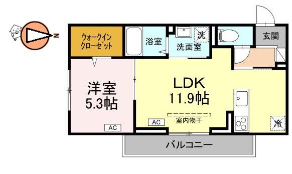 アーバンライフヒロ沖浜(1LDK/3階)の間取り写真