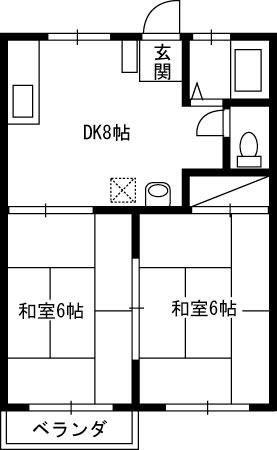 ビューラーきくちNO.1(2DK/2階)の間取り写真