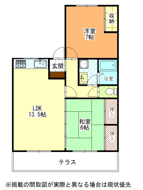アーバンコート北沖洲(2LDK/1階)の間取り写真