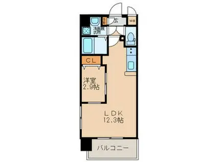 リュシオールレジデンス(1SLDK/7階)の間取り写真