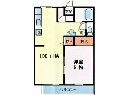 ビューグリーン41B(1LDK/2階)の間取り写真